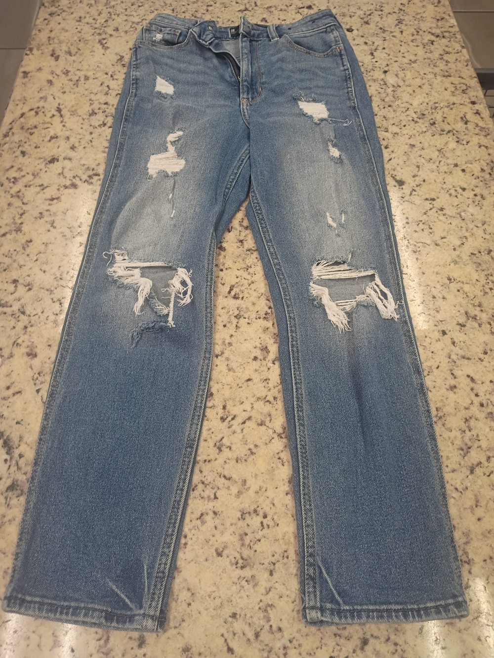 Hollister Light Blue Distressed Ultra High Rise Mom Jeans